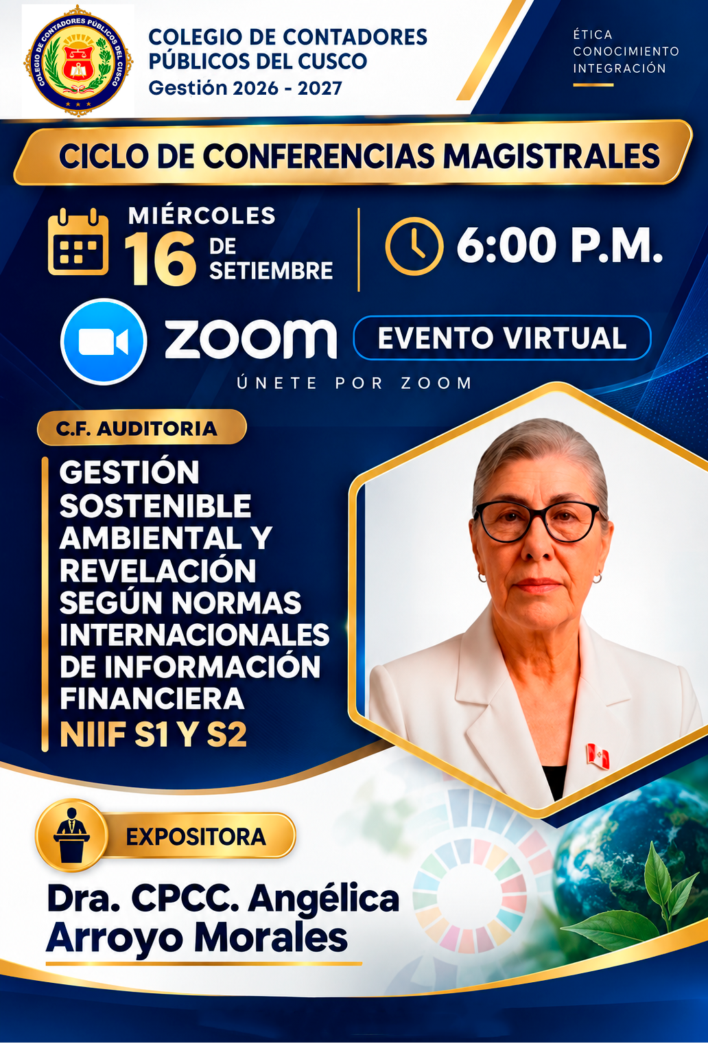 Flyer: Gestión Sostenible Ambiental y Revelación según Normas Internacionales de Información Financiera – NIIF S1 y S2