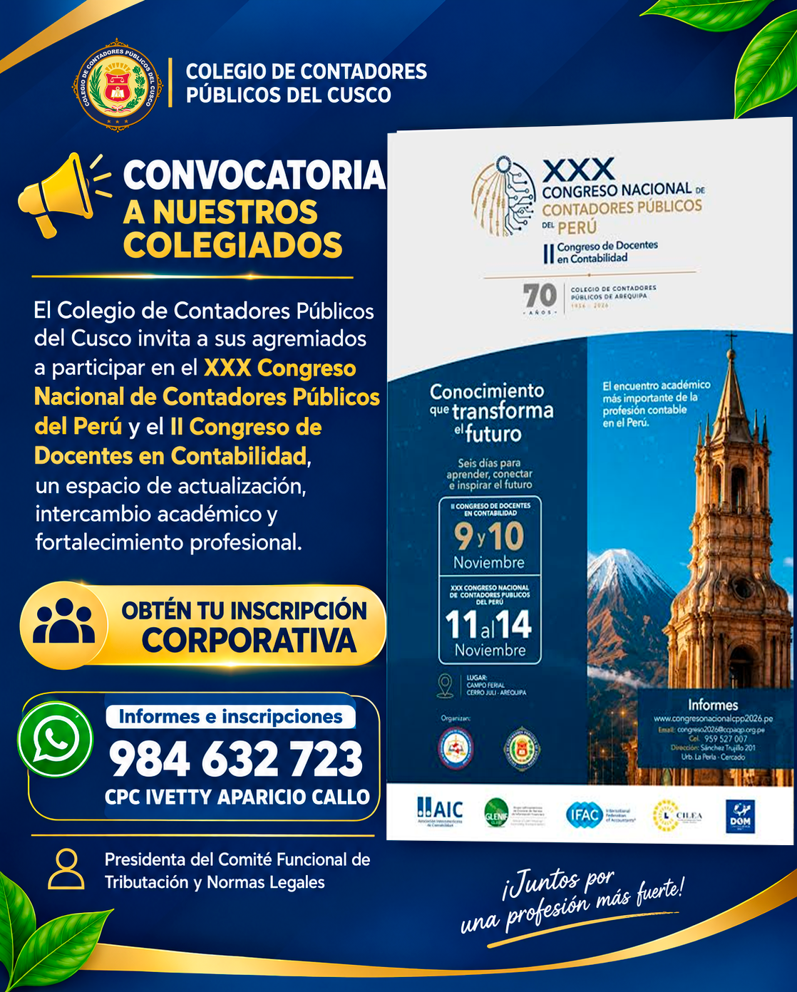 ¡INVITACIÓN A NUESTROS COLEGIADOS!