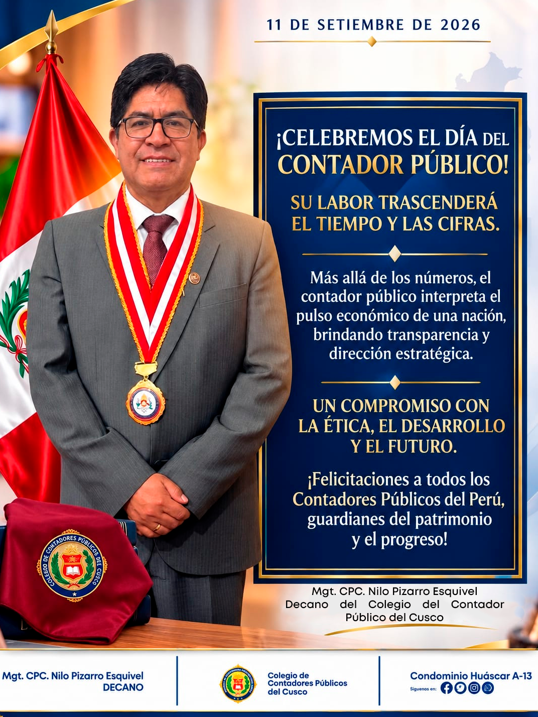PALABRAS DEL DECANO POR EL DÍA DE LA LEY DE LA PROFESIONALIZACIÓN DEL CONTADOR