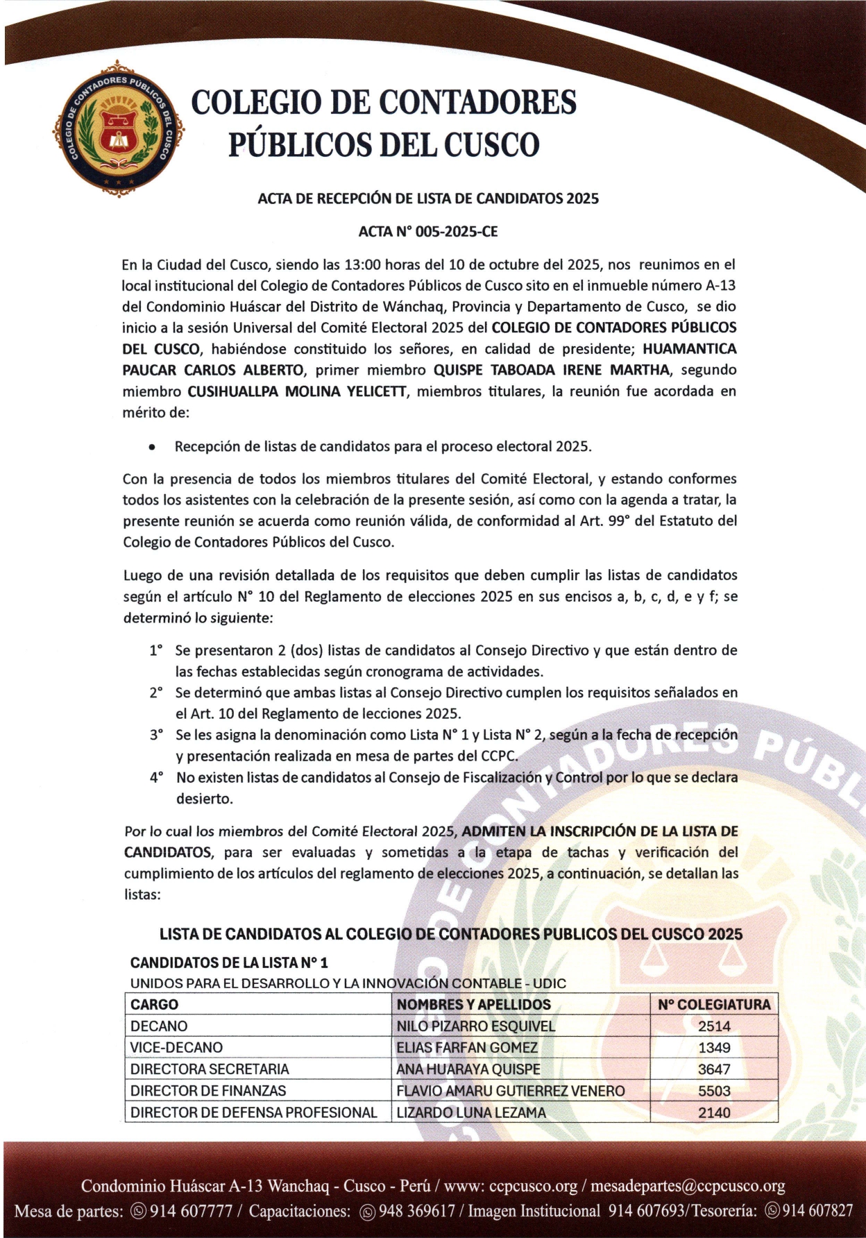 ¡PROCESO ELECTORAL CCPC 2025!